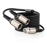VIOY XLR Y Splitter 15 FT, Balanced XLR Microphone Cable 3 Pin (1 Female to 2 Male), Nylon Braided Mic Cord for Microphone, Mixer, Recording Studio, Amplifier, Podcast,etc