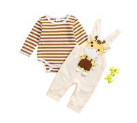 Vioyavo Baby Boy Clothes Set Infant Outfits Newborn Bodysuit Striped Long Sleeve Romper Dinosaur Waffle Overalls Jumpsuit 2 Piece Set