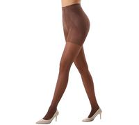Viozocy Light Compression Tights for Women Sheer Shapewear Resistant Pantyhose Tummy Control Top 40D Tights with Subtle Shimmer(S, Brown)