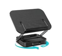 Viozon Book Stand, Rotatable Wooden Book Display Stand with Height Adjustment, Foldable Metal Base, Built-in Small Organiser, Ideal for Study, Reading, or Music Practice, for Tablet/Laptop, Black