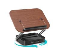 Viozon Book Stand, Rotatable Wooden Book Display Stand with Height Adjustment, Foldable Metal Base, Built-in Small Organiser, Ideal for Study, Reading, or Music Practice, for Tablet/Laptop