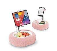 Viozon Kindle Holder, Tablet Pillow Stand, Compatible with 4-13" Tablet/Phone with Snack Bowl, Adjustable, Foldable, Kindle Accessories, Idea for Reading in Bed & Watching Video, Pink