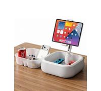 Viozon Kindle Stand Holder, Tablet & Phone Holder for 4.7-13" Devices, 2-in-1 Floating Bathtub Caddy with Detachable Snack Bowl, Waterproof EPP Foam Bath Tray, 360° Adjustable, for Bed, Sofa & Pool