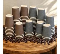 VIP Chex Ripple Coffee Cups 8oz 50,100,200 Pcs Premium Disposable Insulated Cups Triple-Layer Heat Protection Leakproof, Recyclable & Eco-Friendly Takeaway Cups Available in Black & Brown (100, Black)