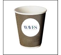 VIP Chex Ripple Coffee Cups 8oz 50,100,200 Pcs Premium Disposable Insulated Cups Triple-Layer Heat Protection Leakproof, Recyclable & Eco-Friendly Takeaway Cups Available in Black & Brown (100, Brown)