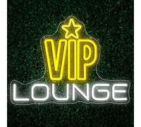 VIP Lounge Neon Light Sign for Wall Decoration VIP LED Light Sign Lettering White & Yellow Lamp Dimmable USB Powered for Bar Hotel Office Man Den Cafe Store Gifts Celebrations