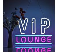 Vip Lounge Neon Signs for Wall Decor Neon Wall Art Acrylic LED Lights with Hanging Chain Light Up Signs for Bedroom Decor Man Cave Bar Pub Wedding Party 5V USB Operated Dimmable