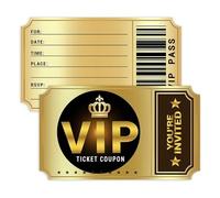 VIP Party Invitations with Envelopes - 12 Set Movie Night Ticket Style Birthday Party Invites, Double-Sided VIP Invitation Cards for Kids, Adults, Baby Showers, Events, Partys Supplies & Favors