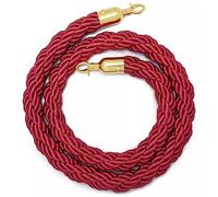 VIP Red and White Crowd Control Rope - 3ft-8ft Adjustable Barrier Rope for Events, Openings & Parties, Durable Twisted Queue Management Solution, 0.6m/2ft Deterrent Rope