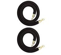 VIP Rope Barrier Set - 2-Pack Velvet Queue Rope with Gold Hooks, 4ft Black Safety Stanchion Rope for Event Crowd Control and Hotel Queue Management