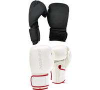 VIP Unisex Hite Shark Pro Training Sparring, Dx Lenta Pu Hide Leather Muay Thai Mma Kickboxing He Boxing Gloves, White, 14oz UK