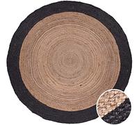 Vipanth Exports Jute Carpet Beige With Black Border Hand Woven Round Area Rug for Living Room (180 x 180 Cm (6 Feet Round))
