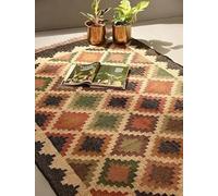 Vipanth Exports - Luxury Handwoven Wool Jute Rug - Natural Eco-Friendly Flatweave Area Rug, Durable & Stylish for Living Room, Bedroom, Hallway, 9x9 ft (270x270 cm)