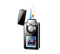 VIPAVA Smart voice-activated induction dual flame lighter, five ignition modes, windproof, with visible transparent air window, ultra-thin portable lighter, gift for men(Black)
