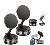 Vipb Phone Holder, Upgraded Vacuum Magnetic Phone Holder, 360°Adjustable for Car/Home with Suction Cup, Universal Magnetic Mount Versatile Use for All Phones (Black*2)