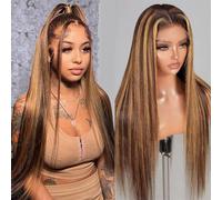 VIPbeauty Honey Blonde Lace Front Wigs Human Hair Pre Plucked 4/27 Ombre Highlight HD Lace Frontal Wigs with Baby Hair 200 Density 13x4 Straight Frontal Wig 24 Inch