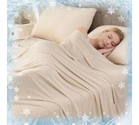 VIPBED Cooling Blanket for Hot Sleepers, Q-Max > 0.5 Cold Blanket for Couch Bed Sofa, Lightweight Breathable Throw for All Seasons, Absorbs Heat to Keep Cool - Beige, 50" x 70"
