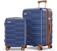 Vipbox Luggage Sets Hardside Expandable Ultra Durable 100% PC Lightweight Carry On Travel Suitcase with TSA Lock Spinner Wheels, Classic Blue, 2-Piece Set (20/24)