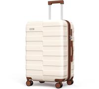 Vipbox Suitcase 24 Inch Hard Shell (3-Years VIP Service) Travel Luggage Medium Expandable Polycarbonate Ultra Durable Lightweight with TSA Lock and Spinner Wheels, Elegant White