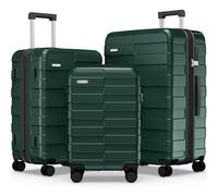 Vipbox Suitcase Set, 3-Piece Hard Shell (3 Years VIP Service), Lightweight Polycarbonate, Ultra-Lasting Expandable Trolley, Hand Luggage, Travel Suitcase with Wheels and TSA Lock, Forest Green