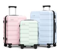 Vipbox Suitcase Sets 3 Piece Hardside (3-Years VIP Service) Expandable Ultra Durable Polycarbonate Lightweight Carry On Family Travel Suitcase Set with TSA Lock Spinner Wheels, Macaron Colors Set