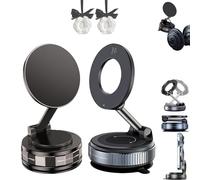 Vipbugo Phone Holder, Vipbu Phone Mount, 360° Adjustable Vacuum Magnetic Phone Holder, Vipbu Car Magnetic Mount, Rotatable/Foldable/Super Strong Suction For Gym Running, Cycling & Outdoor (A+C)