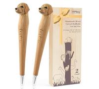 VIPbuy 2 Count Handmade Wood Carved Dog Refillable Gel Ink Pens (Labrador)