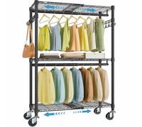VIPEK R2X Expandable Portable Closet with Lockable Wheels, Heavy Duty Rolling Clothes Rack with Adjustable Shelves & Hanging Rod (from 2' to 3'5"), Space-Saving Storage System for Small Spaces (Black)