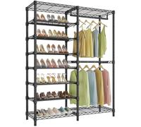 VIPEK S2 Heavy Duty Clothes Rack with Shoe Shelves Freestanding Clothing Rack with 6-Tier Shoe Rack, Double Hanging Rod, Adjustable Shelf, Walk in Closet Organizer Garment Rack, Black
