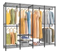 VIPEK V40 Heavy Duty Clothes Rail with Shelves, 193 x 40 x 194 cm, Black