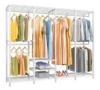 VIPEK V40 Heavy Duty Clothes Rail with Shelves, 193 x 40 x 194 cm, White | L-Shape or Horizontal Types, L Shaped Clothes Rail For Bedroom, Walk-in Closet, Corner, Max Load 504 kg