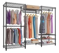 VIPEK V5 Portable Closet Wardrobe Heavy Duty Clothes Rack, Freestanding Clothing Rack with 4 Hang Rods & 8 Shelves, Adjustable Closet Rack, 68.9" L x 15.7" W x 76.4" H, Max Load 890LBS, Black
