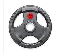 Viper 15KG Rubber Coated Tri-Grip Olympic Weight Plate - 2" Hole - Heavy Duty Gym Training, Powerlifting, Squat, Bench Press, Deadlift SINGLE PLATE