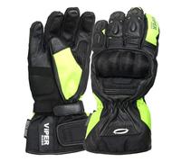 ViPER Axis-8 Motorcycle Gloves for Men and Women - Full Finger Premium Leather Motorbike Waterproof Glove With CE Hand Armour Protection For Sports Road Racing & Riding (Black/Hi Viz Yellow,3XL)