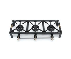 Viper Cast Iron Gas Boiling Ring Triple Burner - 15kW LPG Propane Outdoor Cooker, Heavy Duty 3 Ring Camping & Catering Gas Stove High Pressure Wok Burner