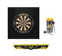 Viper Defender II Backboard & Sisal/Bristle Steel Tip Dartboard Bundle: Premium Set (Dead On Dartboard, Defender II Backboard, Edge Throw Line, 21pc Jar of Darts)