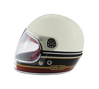 ViPER F656 Full Face Motorcycle Helmets ECE 22.06 Approved Vintage Motorbike Helmet for Adult Men and Women Bike Safety Wear Helmet (Stripes Cream/Burgundy,L)