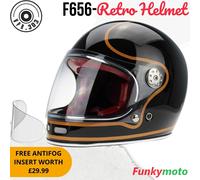 ViPER F656 Full Face Motorcycle Motorbike Helmet ECE 22.06 Approved Vintage Motorbike Helmets for Adult Men and Women Touring Urban Bike Safety Wear Full Face Helmet (Black/Copper,M)