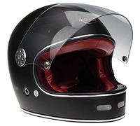 VIPER F656 RETRO VINTAGE RETRO FIBREGLASS FULL FACE MOTORCYCLE HELMET - MATT BLACK (Matt Black,L)