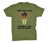 Viper Have You Tried Turning It Off and On Again Funny IT Crowd T-Shirt (Olive, M)