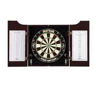 Viper Hudson All-in-One Dart Center: Classic Solid Wood Cabinet & Official Sisal/Bristle Dartboard Bundle: Standard Set (Shot King Dartboard), Mahogany Finish