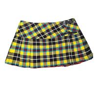 Viper London Women's Tartan Wrap Around Micro Mini Kilt Skirt Parties Halloween Yellow/Blue