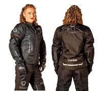 VPR Lua Womens Motorbike Jacket - Waterproof 600D Motorcycle Biker Jacket CE Armoured (Level A) with Removeable Linning - Ladies All Season Protective Coat for Moped Riding Racing - Black - XXL