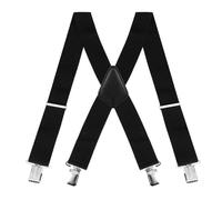 ViPER Men's Heavy Duty Braces | 50mm Strong Elasticated Suspenders with Crocodile Clips, Adjustable Stretch Biker Braces - One Size (Black)
