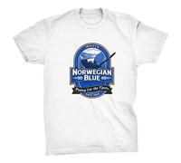 Viper Monty's Norwegian Blue Funny Python Bird T-Shirt (White, XL)
