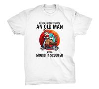 Viper Never Underestimate an Old Man On A Mobility Scooter Funny T-Shirt (White, XL)