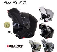 Viper RSV171 BL+ 3.0 Flip Up Flip Front Modular Helmet Motorbike Motorcycle Pinlock Long Battery DVS ECE ACU Approved Plain Graphic