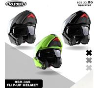 Viper RS-V345 Flip Up Motorcycle Crash Helmet Modular Motorbike DVS ECE ACU