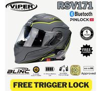 Viper RSV171 BL+ 3.0 Flip Up Flip Front Modular Helmet Motorbike Motorcycle Pinlock Long Battery DVS ECE ACU Approved Plain Graphic