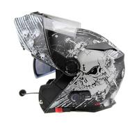 ViPER RSV171 Bluetooth Flip up Motorcycle Motorbike Bike Crash Helmets With Drop-Down Sun Visor Helmet ECE 22.06 Approved Unisex Adult Racing Touring Cruising Bike Wear (Skull, L)